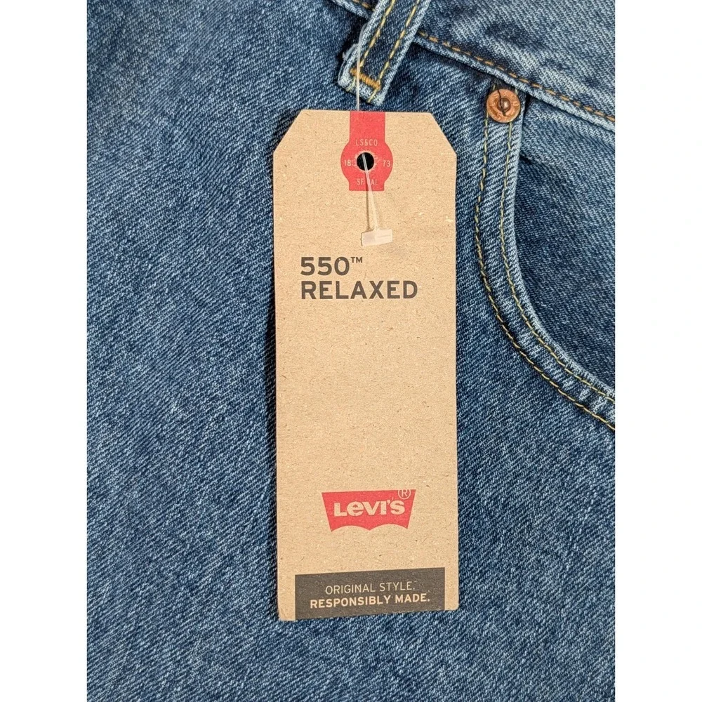 Levi's 550 Mens 54x29 Relaxed Fit Blue Denim Jeans Waterless New With Tags